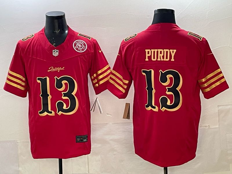 Men 2025 Nike San Francisco 49ers #13 Purdy red gold 5th generation Limited NFL Jersey 005